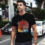 Godzilla American Flag King of Titan Ocean Waves 4Th of July Patriot 0 T Shirt