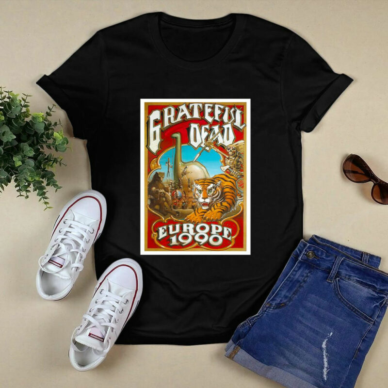 Grateful Dead European Tour Vintage 1990 Front 4 T Shirt