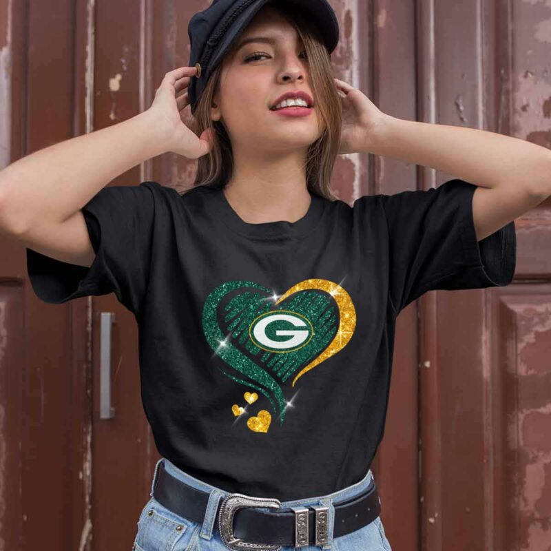 Green Bay Packers Glitter Hear 0 T Shirt