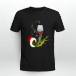 Grinch Hand Holding Glass of Wine Christmas 2 T Shirt