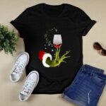 Grinch Hand Holding Glass of Wine Christmas 4 T Shirt
