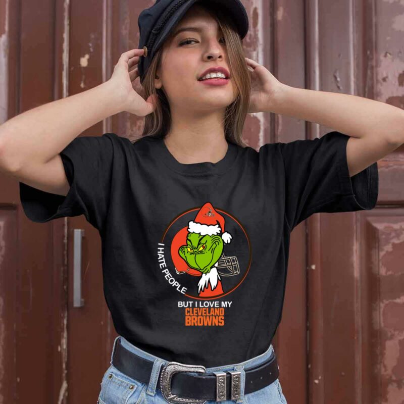 Grinch I Hate People But I Love My Cleveland Browns 0 T Shirt 1