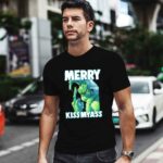 Grinch Makes Middle Finger Gesture Merry Kissmyass Christmas 0 T Shirt