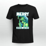 Grinch Makes Middle Finger Gesture Merry Kissmyass Christmas 2 T Shirt