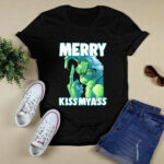 Grinch Makes Middle Finger Gesture Merry Kissmyass Christmas 4 T Shirt