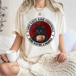Grumpy Black Cat I Like Cats and Football and Maybe 3 People 1 T Shirt