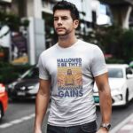 Hallowed Be Thy Gains Fitness Jesus Vintage 3 T Shirt