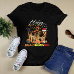 Happy HalloThanksMas German Shepherds Halloween Thanksgiving Christmas 2 T Shirt