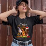 Happy HalloThanksMas Horses Halloween Thanksgiving Christmas 1 T Shirt