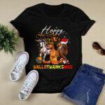 Happy HalloThanksMas Horses Halloween Thanksgiving Christmas 2 T Shirt