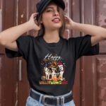 Happy HalloThanksMas Siberian Huskies Halloween Thanksgiving Christmas 1 T Shirt