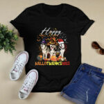Happy HalloThanksMas Siberian Huskies Halloween Thanksgiving Christmas 3 T Shirt