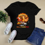 Happy Hallothanksmas Horse Pumpkin Halloween Christmas Thanksgiving 2 T Shirt