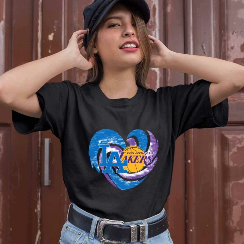 Heart Dodgers And Lakers For Life Football 0 T Shirt