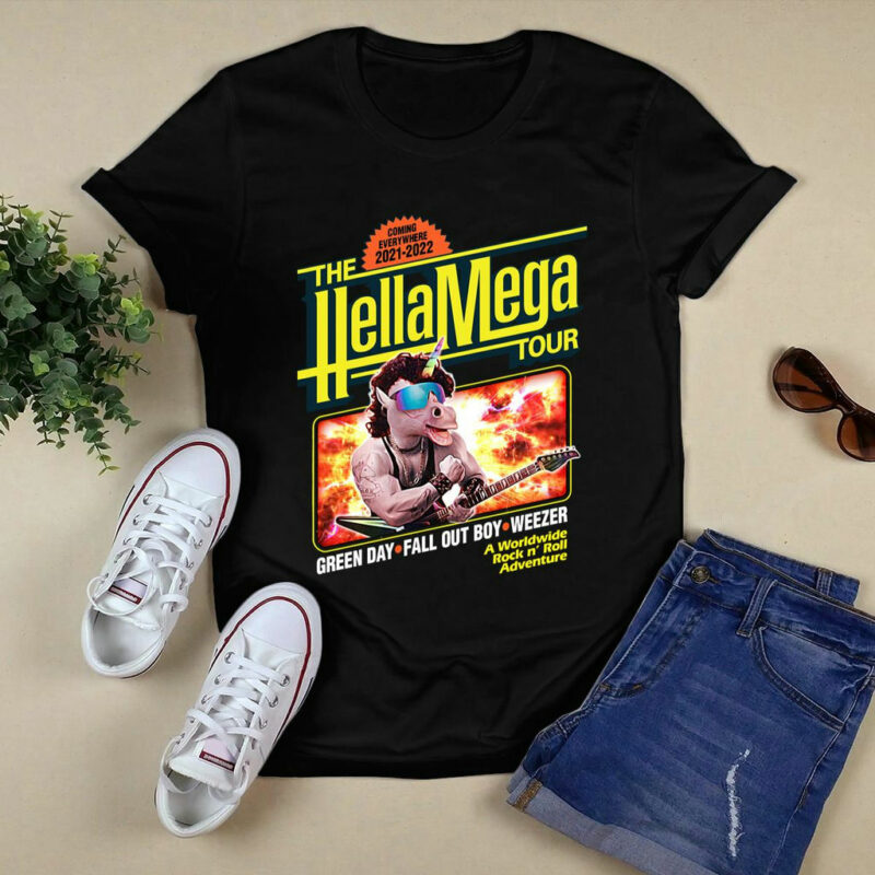 Hella Mega Tour 2021 Green Day Fall Out Boy Weezer Front 4 T Shirt