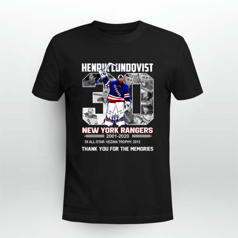 Henrik Lundqvist 30 New York Rangers Thank You For The Memories 0 T Shirt