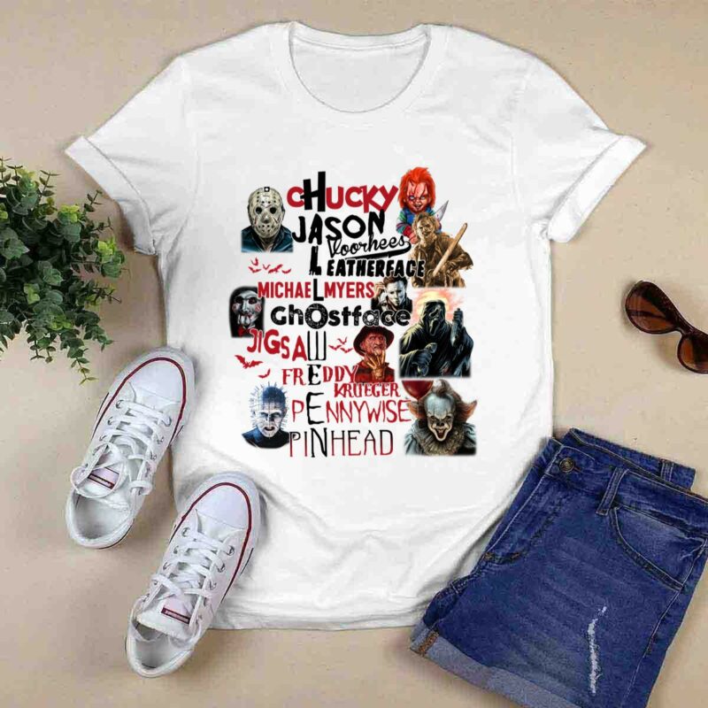 Horror Movie Characters Michael Myers Jason Ghostface Chucky Pennywise Pinhaed Freddy 0 T Shirt