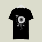 Hummingbird Sunflower White Ribbon Lung Cancer Awareness 4 T Shirt