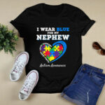 I Wear Blue For My Nephew Autism Awareness Uncle Aunt 2 T Shirt