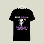 I Wear Purple For Alzheimers Awareness Peace Love Cute Snoopy 2 T Shirt