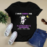 I Wear Purple For Alzheimers Awareness Peace Love Cute Snoopy 4 T Shirt