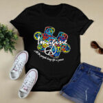 Imagine All The People Living Life In Peace Autism Awareness 3 T Shirt