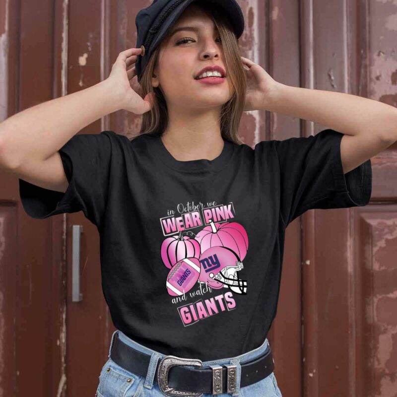 In October We Wear Pink And Watch Giants Breast Cancer Halloween 0 T Shirt