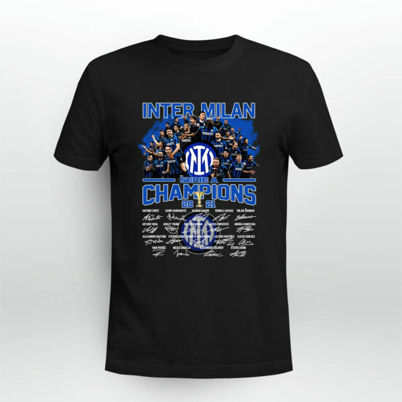Inter Milan Team Football Serie A Champions 2021 Signatures 0 T Shirt