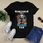Jack Skellington nothing scares me Im a Carolina Panthers fan 2 T Shirt