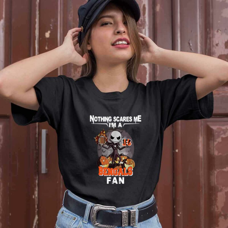 Jack Skellington Nothing Scares Me Im A Cincinnati Bengals Fan 0 T Shirt