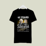James Bond 62 Years 1962 2024 Signatures Thank You For The Memories 2 T Shirt