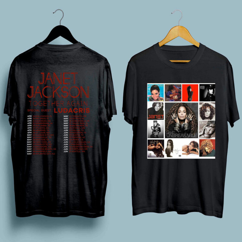 Janet Jackson Together Again Tour 2023 3 Front 4 T Shirt