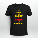 Japanese Eat Sleep Anime Repeat Manga Kawaii Otaku Kanji 3 T Shirt