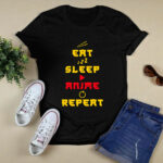 Japanese Eat Sleep Anime Repeat Manga Kawaii Otaku Kanji 4 T Shirt
