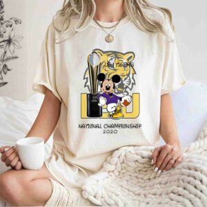 LSU Tiger Mickey Mouse National Championship 2020 white 0 T Shirt