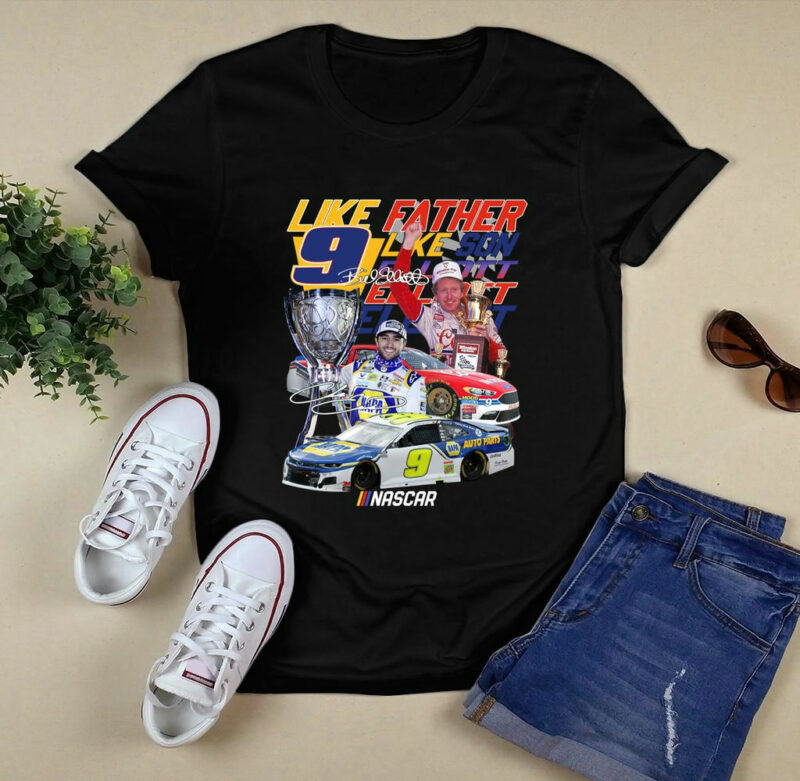 Like Father Like Son 9 Chase Elliott Signatures 2021 2024 Red 0 T Shirt