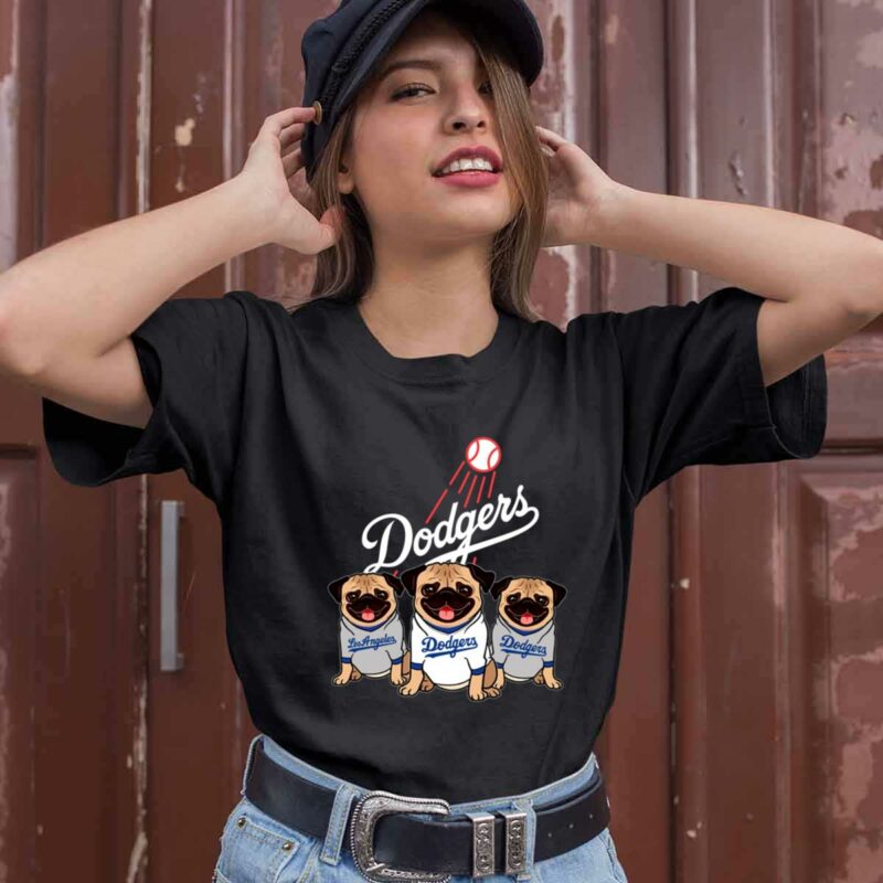 Los Angeles Dodgers And 3 Cute Pug Dog 0 T Shirt