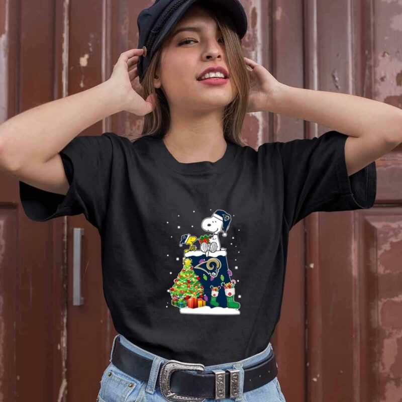 Los Angeles Rams Snoopy Woodstock Christmas 0 T Shirt