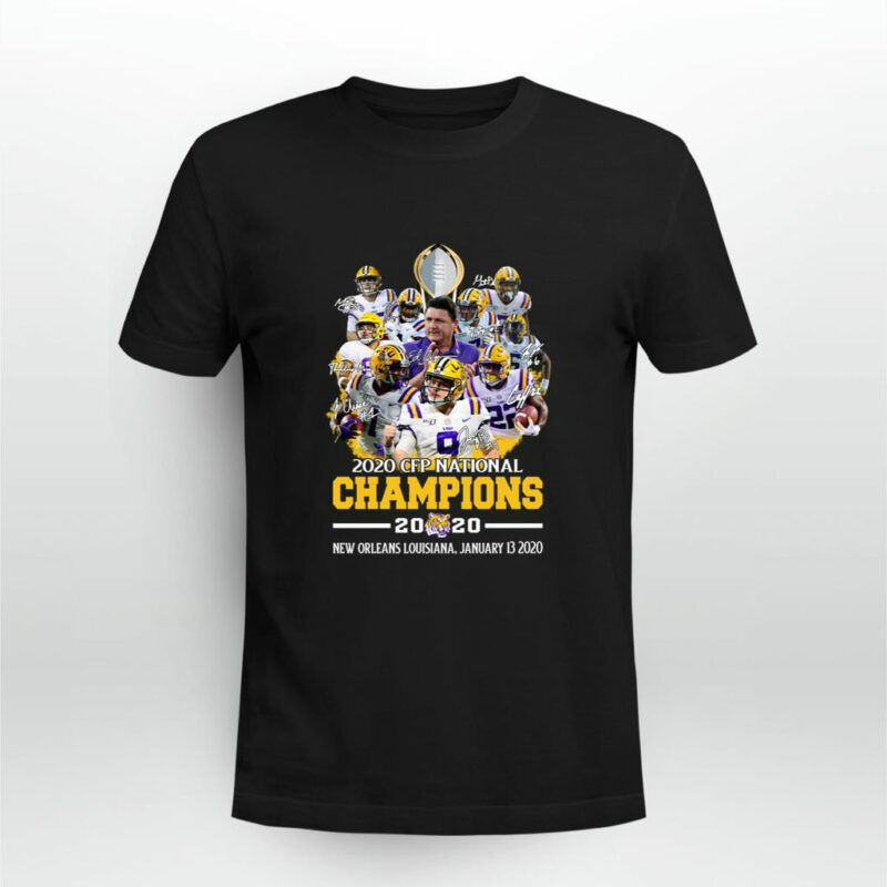 Lsu Tigers 2020 Cfp National Champions Coach And Players Signatures For Fan 0 T Shirt