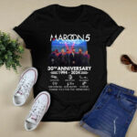 Maroon 5 30th Anniversary 1994 2024 Thank You For The Memories Signatures 1 T Shirt