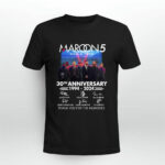 Maroon 5 30th Anniversary 1994 2024 Thank You For The Memories Signatures 2 T Shirt