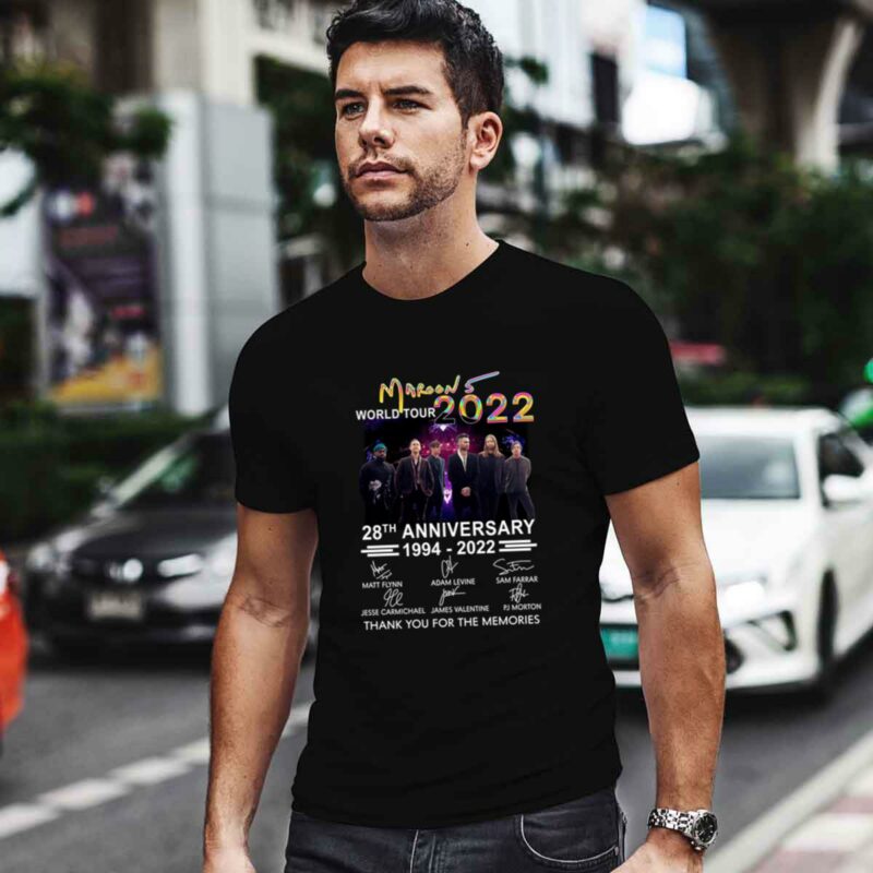 Maroon 5 World Tour 2022 28Th Anniversary 1994 2022 Signatures 0 T Shirt