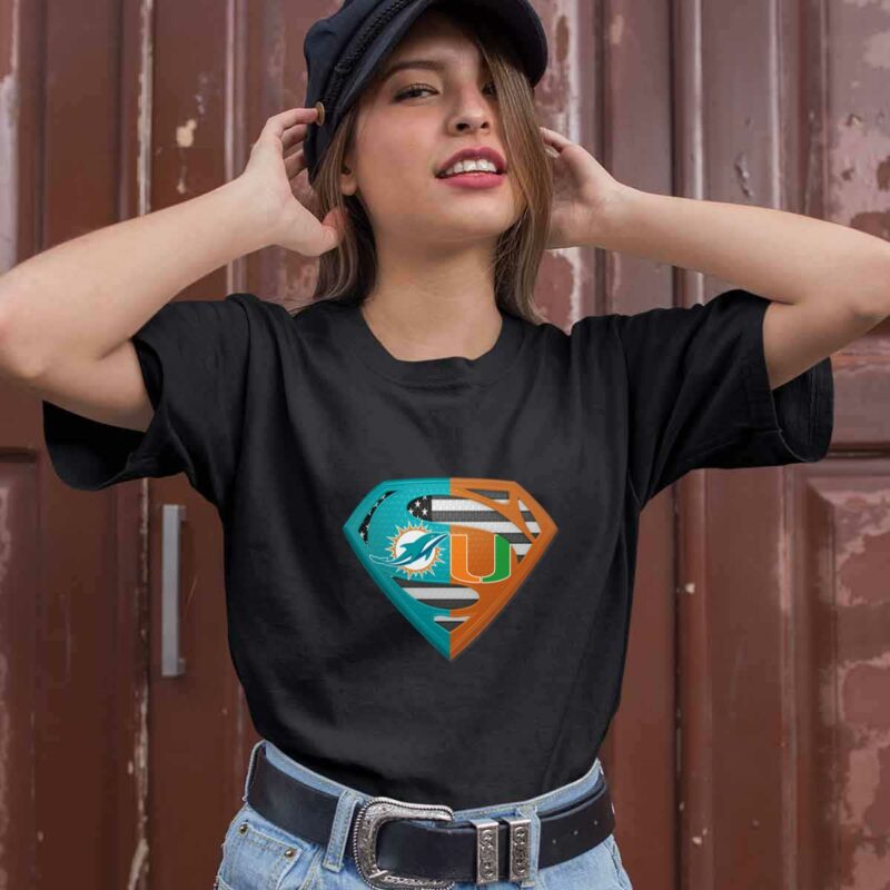 Miami Dolphins And Miami Hurricanes Superman 0 T Shirt