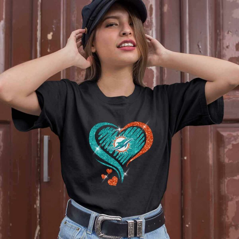 Miami Dolphins Heart Glitter 0 T Shirt