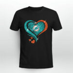 Miami Dolphins Heart Glitter 2 T Shirt