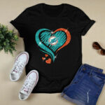 Miami Dolphins Heart Glitter 3 T Shirt