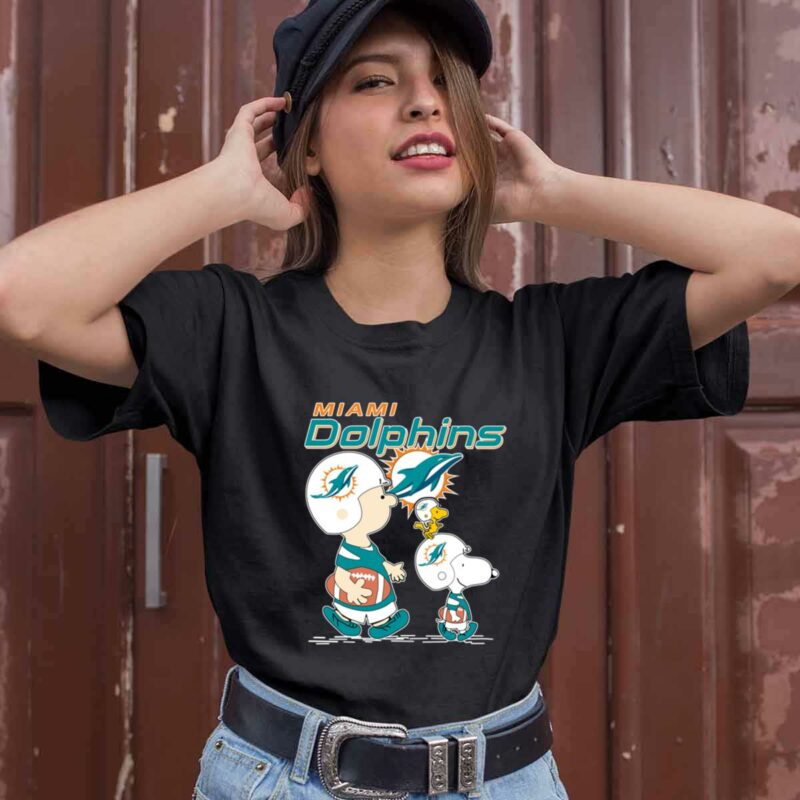 Miami Dolphins Lets Play Football Together Snoopy 0 T Shirt