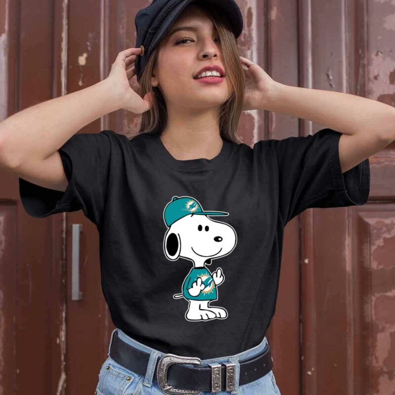 Miami Dolphins Snoopy Double Middle Fingers Fck You 0 T Shirt