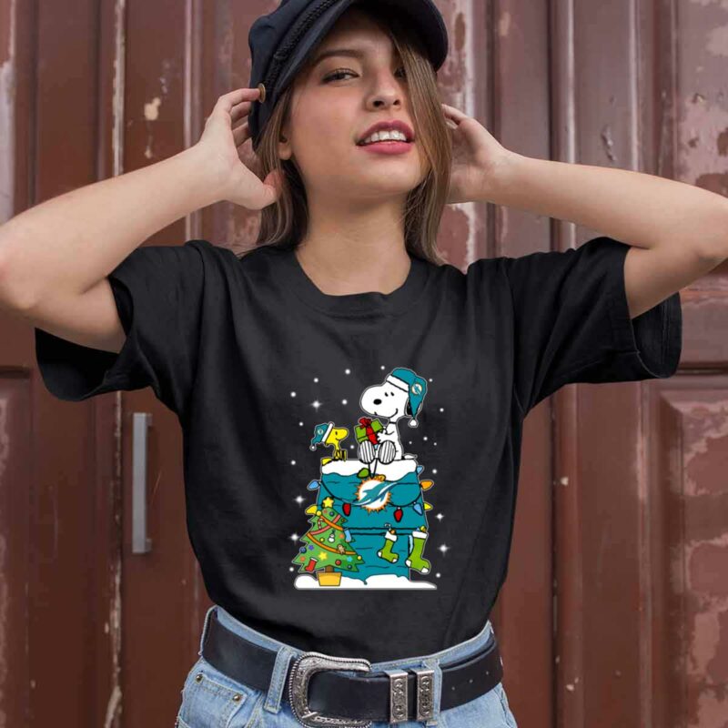 Miami Dolphins Snoopy Woodstock Christmas 0 T Shirt