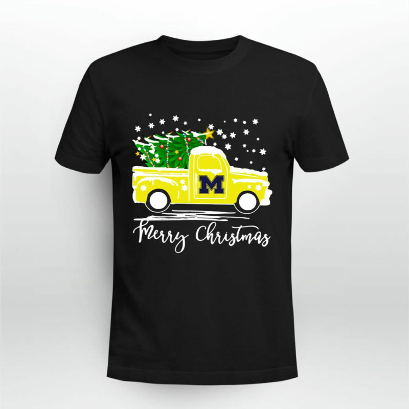 Michigan Wolverines Merry Christmas Christmas Tree Truck 0 T Shirt